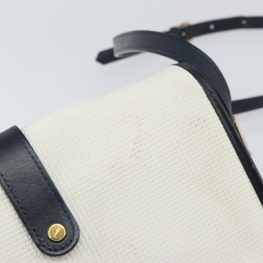 Authentic SAINT LAURENT Shoulder Bag PVC White Gold - Picture 2 of 16